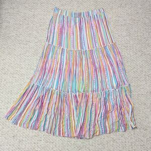 Nina Leonard Women Sz L Multicolor Multitier Maxi Skirt Spring Summer